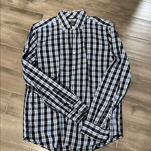 GAP Men's Navy and White Plaid Shirt